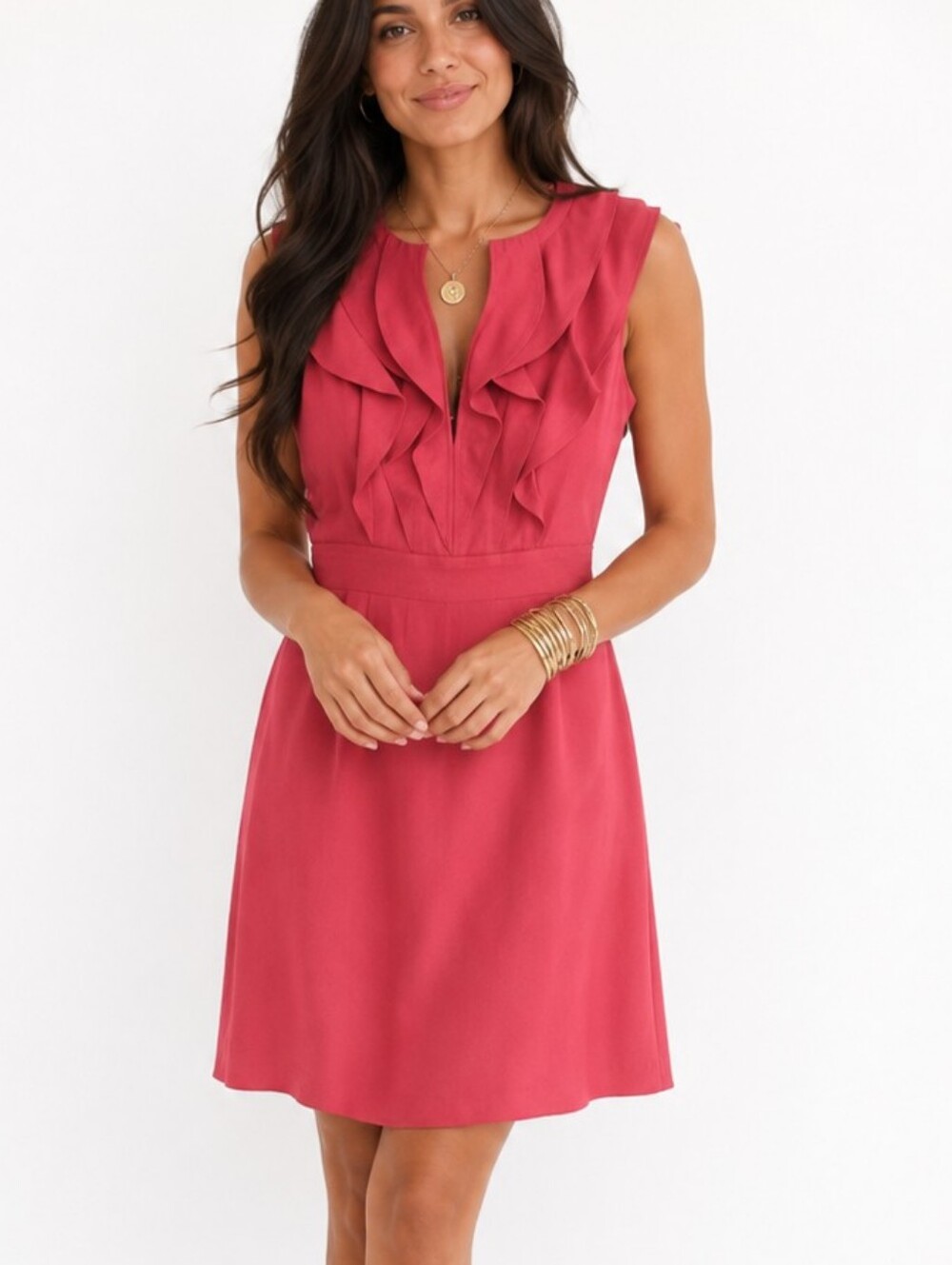 Tory Burch Red Silk sleeveless ruffle dress